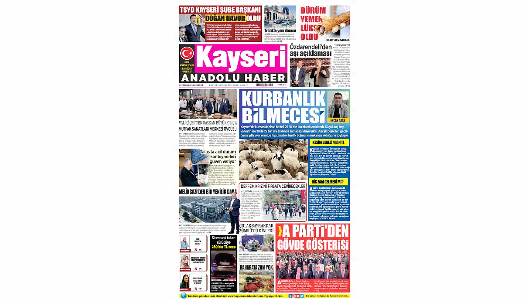 Kayseri Gazetelerinde 28 Nisan Pazartesi gündemi – İşte yerel basında öne çıkan manşetler...