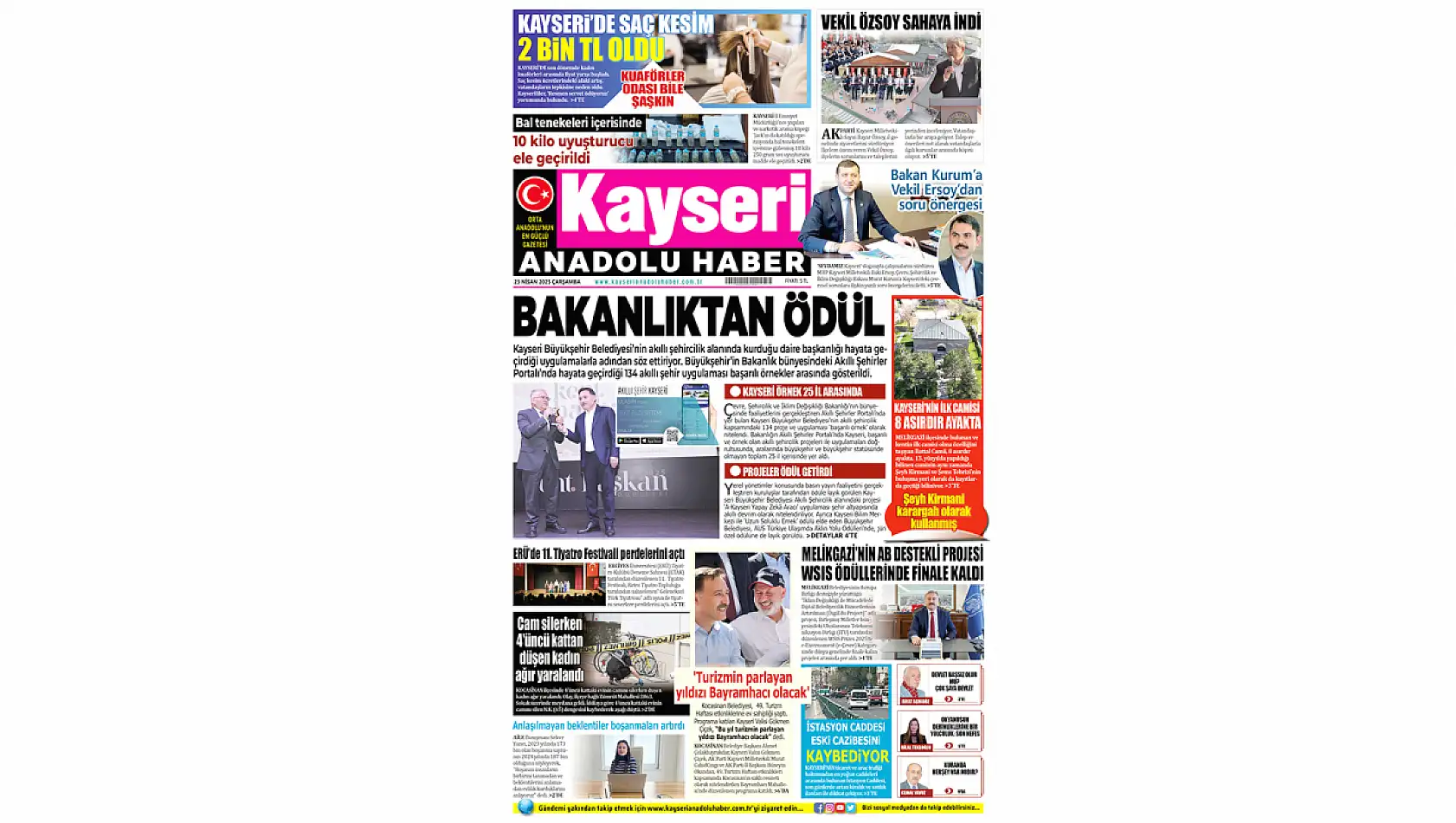 Kayseri Gazeteleri 23 Nisan Çarşamba gündemi -  İşte yerel basında öne çıkan manşetler...