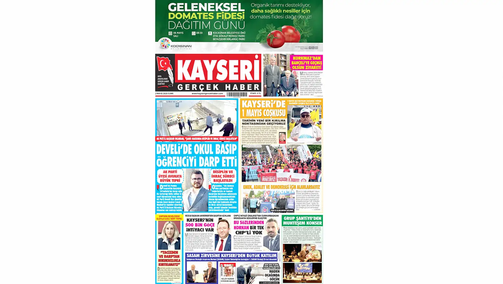 Kayseri Gazeteleri 2 Mayıs Cuma gündemi - Yerel basında öne çıkan manşetler...