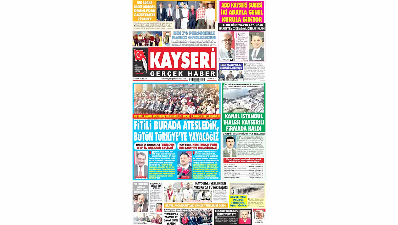 Kayseri Gazeteleri 22 Nisan Salı gündemi - Yerel basında öne çıkan manşetler...