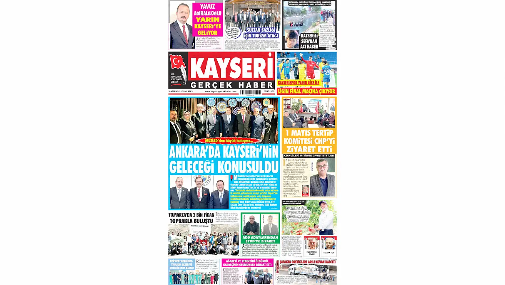 Kayseri Gazetelerinde 26 Nisan Cumartesi gündemi – İşte yerel basında öne çıkan manşetler...