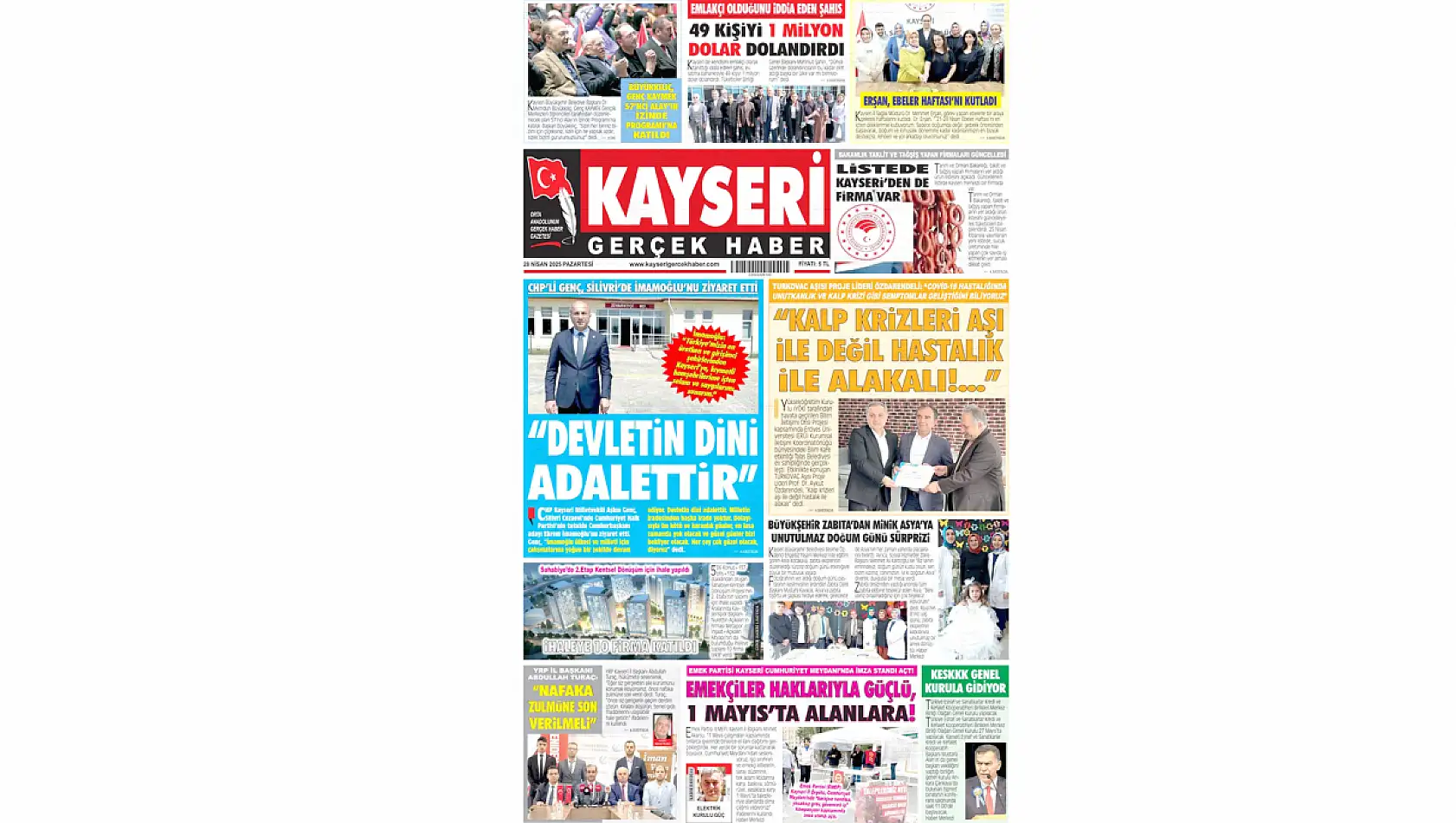 Kayseri Gazetelerinde 28 Nisan Pazartesi gündemi – İşte yerel basında öne çıkan manşetler...