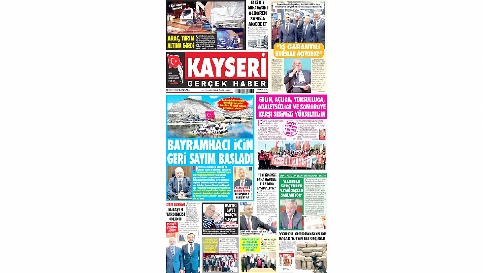 Kayseri Gazeteleri 30 Nisan 2025 gündemi - Yerel basında öne çıkan manşetler...