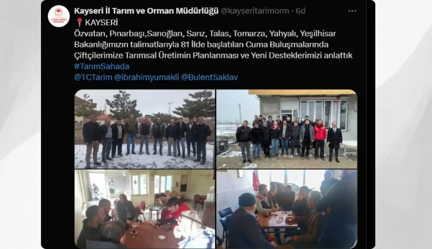 Kayseri'de sosyal medyada öne çıkan paylaşımlar: Ziyaret, hizmet aracı, toplantı...