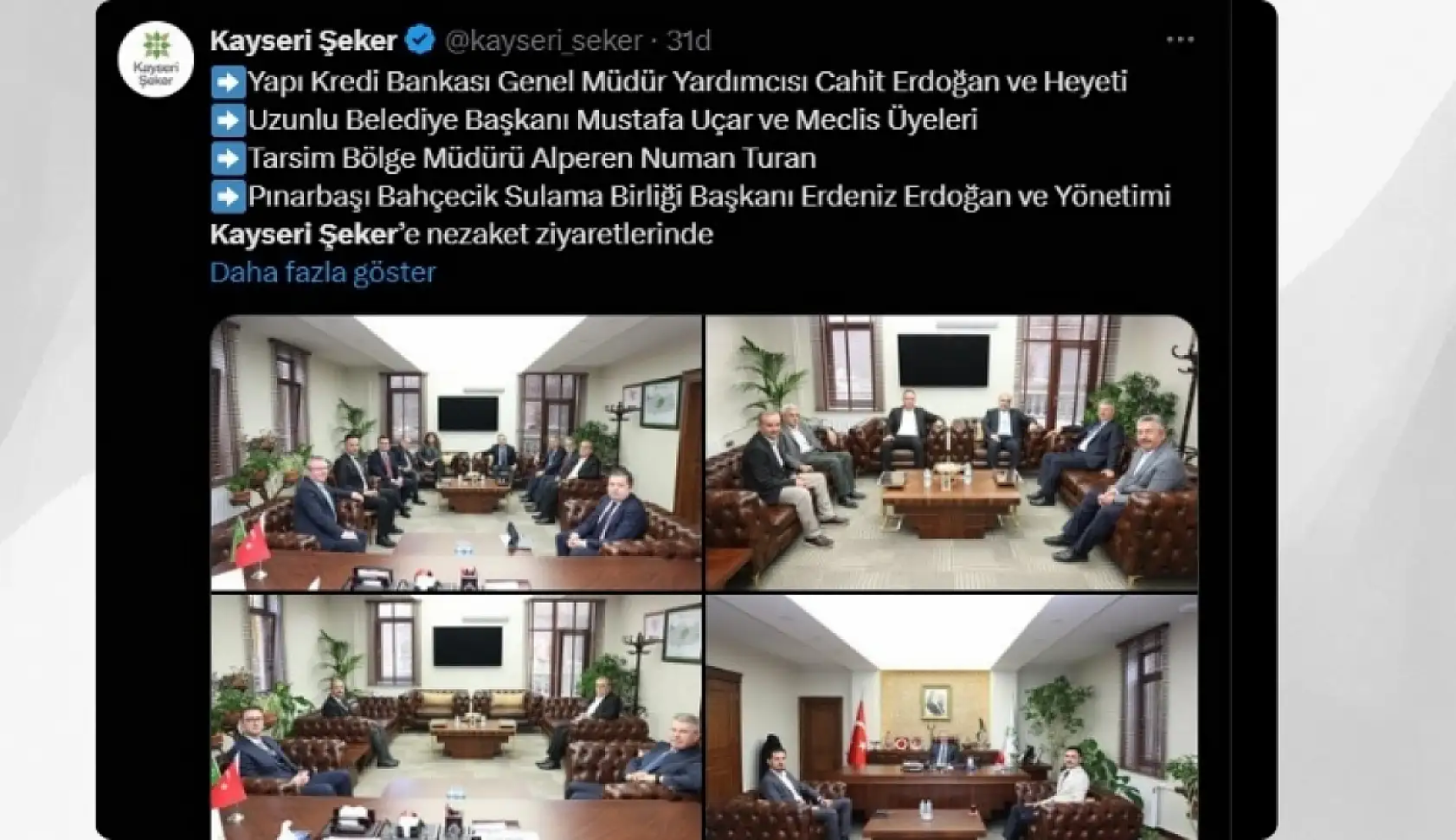 Kayseri'de sosyal medyada öne çıkan paylaşımlar: Ziyaret, hizmet aracı, toplantı...