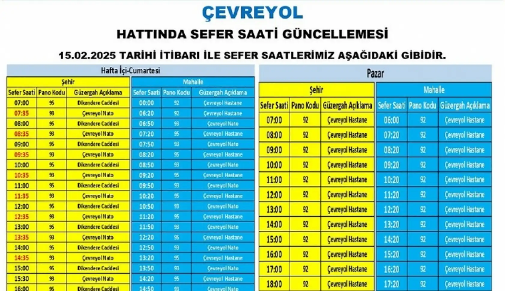 Kayseri'de çok sayıda otobüs sefer ve güzergahında değişiklik yapıldı: Şehir Hastanesi, Zümrüt, Talas, Sanayi...