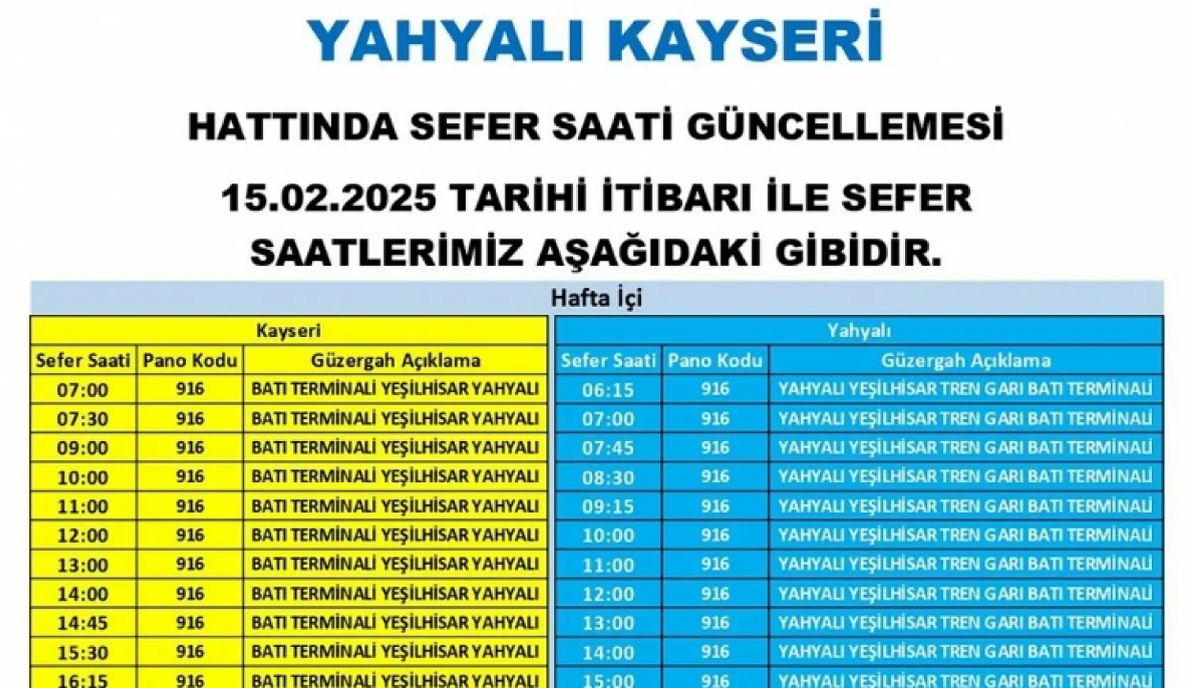 Kayseri'de çok sayıda otobüs sefer ve güzergahında değişiklik yapıldı: Şehir Hastanesi, Zümrüt, Talas, Sanayi...
