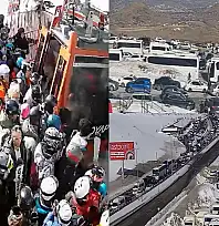 Erciyes'e akın var: Trafik kilitlendi kuyruklar metrelerce uzadı!