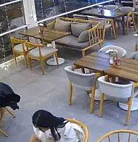 Talas'ta kontrolden çıkan otomobil kafeye girdi: Saniyelerle kurtuldular