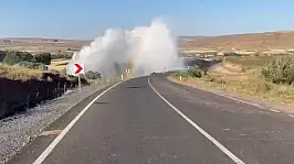 Bünyan'da su borusu patladı, metrelerce su yükseldi
