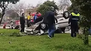 Otomobil takla attı: Sürücü yaralandı!