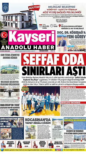E-Gazete - Tarih: 25 Eylül 2026