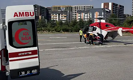 Kayseri'de zamanla yarış! 81 Yaşındaki hasta için helikopter havalandı