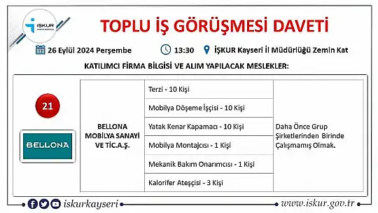 Kayseri'de iş arayanlar dikkat – İŞKUR'da toplu görüşme!