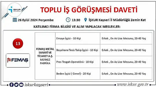 Kayseri'de iş arayanlar dikkat – İŞKUR'da toplu görüşme!