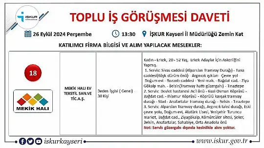 Kayseri'de iş arayanlar dikkat – İŞKUR'da toplu görüşme!