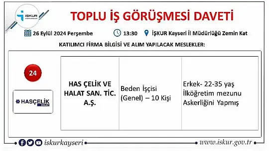Kayseri'de iş arayanlar dikkat – İŞKUR'da toplu görüşme!