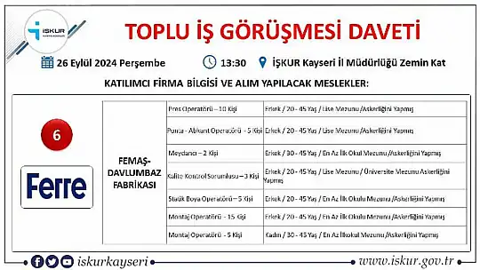 Kayseri'de iş arayanlar dikkat – İŞKUR'da toplu görüşme!