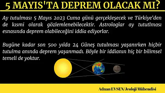 5 Mayıs'ta deprem olacak mı? Evsen açıklama yaptı