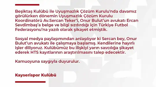 Kayserispor savcılığa başvuruyor