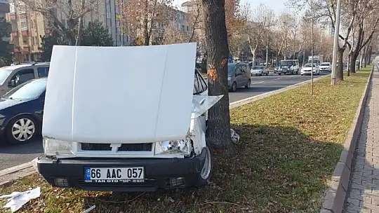 Kazada savrulan otomobil ağaca çarparak durabildi