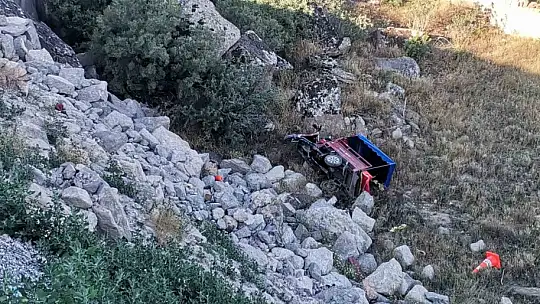 Germir'de Motosiklet uçurumdan yuvarlandı