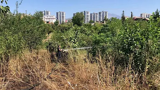 Otluk alanda çıkan yangın bahçeye sıçramadan söndürüldü