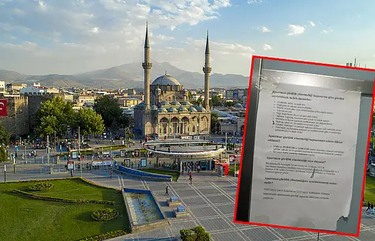 Kayseri'de binaya asılan duyuru dikkat çekti!