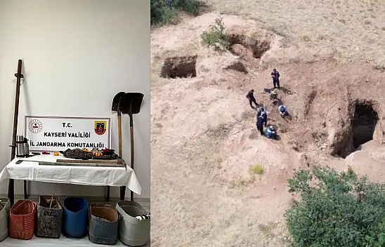 Kayseri'de kaçak kazı yapanlara fotokapanla suçüstü!