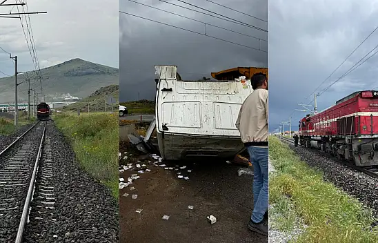 Kayseri'de korkutan kaza! Lokomotif ile hafriyat kamyonu çarpıştı