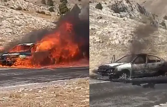 Kayseri'de seyir halindeki otomobilde yangın çıktı!