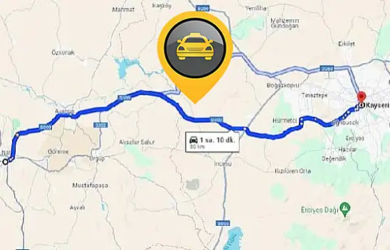 Kayseri'den taksiyle Nevşehir ve ilçelerine gitmenin bedeli ne kadar?