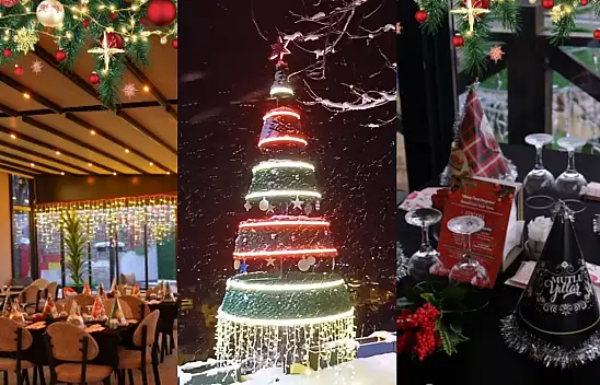 Kayserili belediyeden görkemli organizasyon:  Dev yılbaşı ağacı kuruldu!