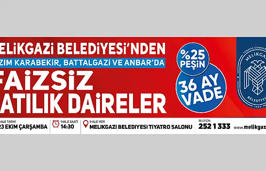 Melikgazi Belediyesi'nden Faizsiz Satılık Daireler