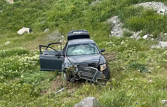 Polisten kaçan ehliyetsiz sürücü otomobiliyle şarampole yuvarlanınca yakalandı