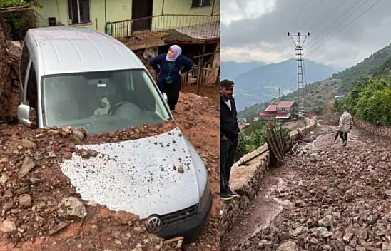 Yahyalı'da yağış sele neden oldu, evler araçlar zarar gördü