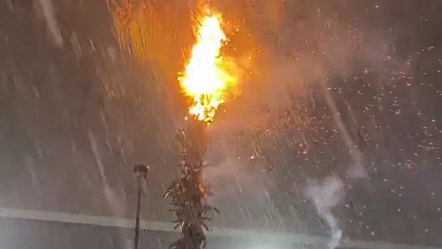 Sağanak yağış sırasında düşen yıldırım yangına neden oldu