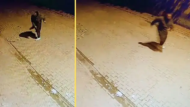 Adana'da evin camlarına taş atıp kaçan şahıs kameraya yansıdı