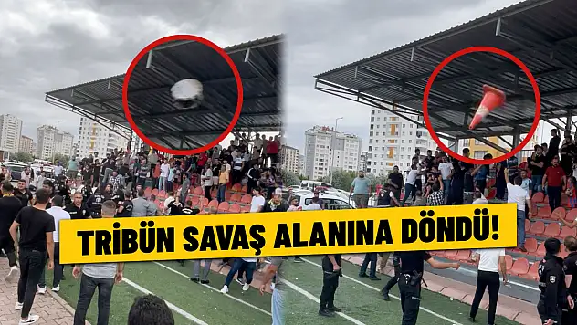 Amatör maçta büyük kavga! Davul, duba, su şişesi ne buldularsa fırlattılar…