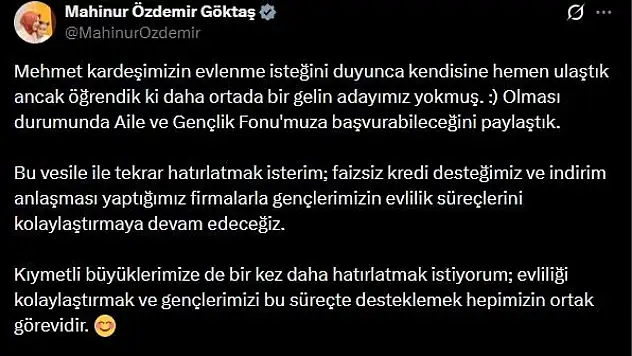Bakan Göktaş, başlık parasının kaldrılması çağrısı yapan Mehmet Çiftçi'ye ulaştı