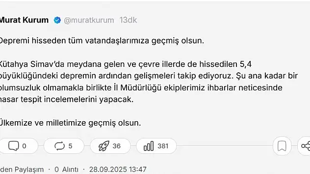Bakan Kurum'dan deprem açıklaması!
