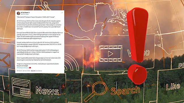 Bakan Yerlikaya'dan orman yangını açıklaması: 3 milyonu aşkın paylaşım incelendi!