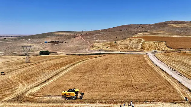 Çolakbayrakdar, genç çiftçiyle 500 dekarlık buğday hasadına katıldı