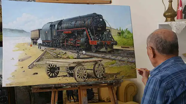 60 yıllık tutku: Arif Sayyar buharlı trenleri fırçasıyla yaşatıyor
