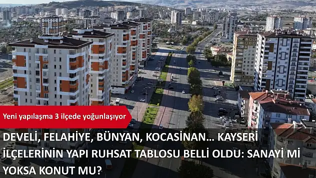 Develi, Felahiye, Bünyan, Kocasinan… Kayseri ilçelerinin yapı ruhsat tablosu belli oldu: Sanayi mi yoksa konut mu?