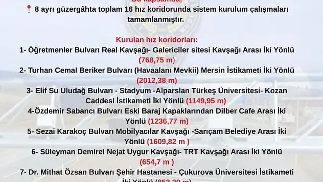 EDS'li hız koridorları belli oldu