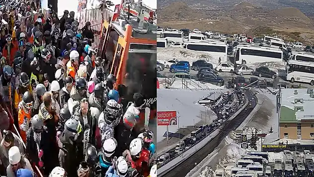 Erciyes'e akın var: Trafik kilitlendi kuyruklar metrelerce uzadı!