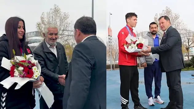 Kabakcı Kayserili şampiyonları kapıda çiçeklerle karşıladı!