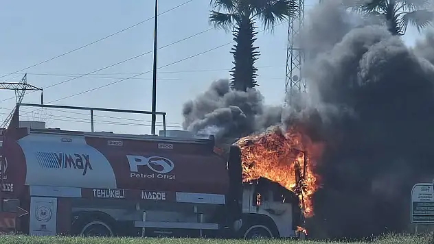 Yakıt tankerinde çıkan yangın çevredekilere korku dolu anlar yaşattı