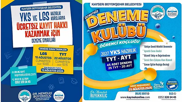 KAYMEK'TE YKS ve LGS'YE ücretsiz hazırlık fırsatı